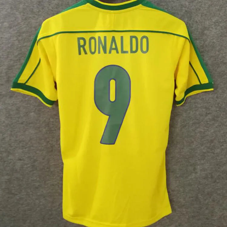 1998 Brazil Home Yellow Retro Women Soccer Jersey 女 Detail 1