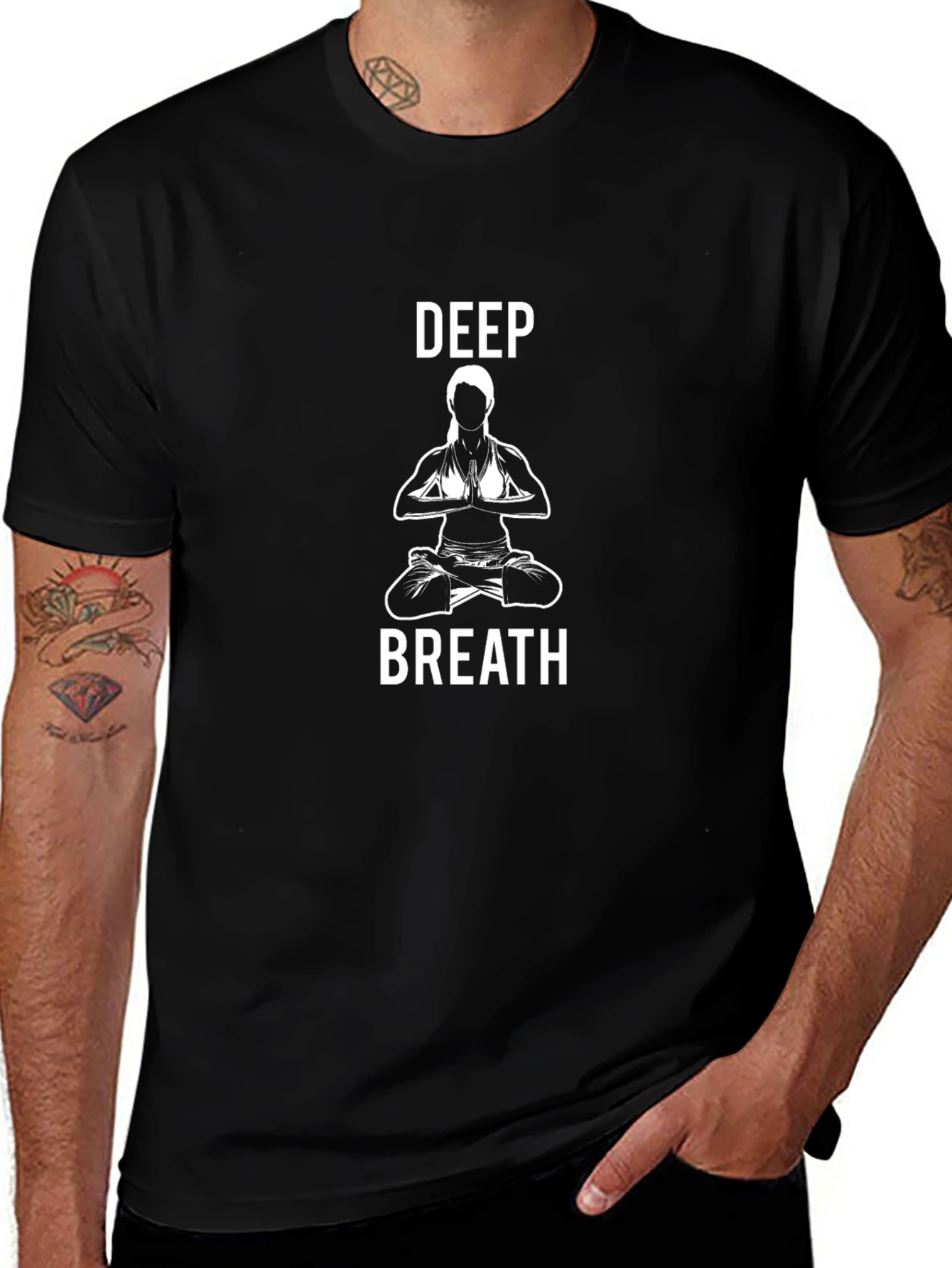 Deep Breath Meditation Graphic Tee - Black