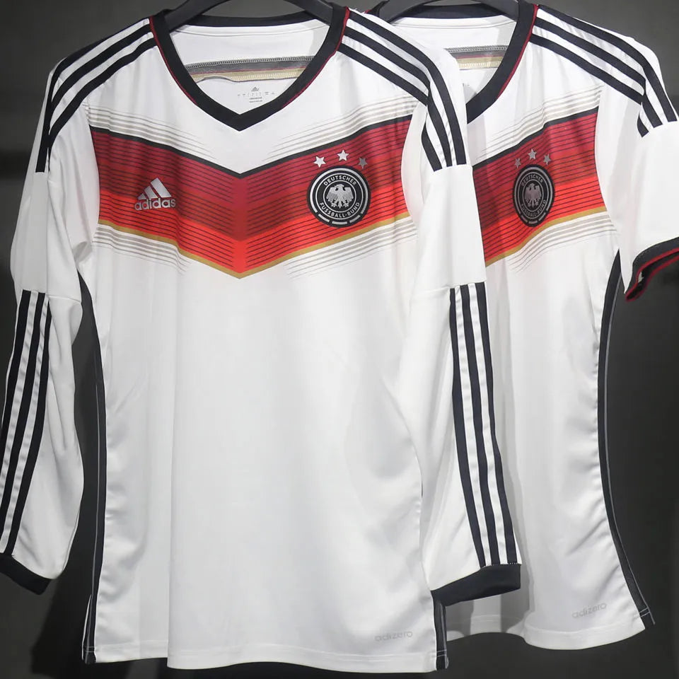 2014 Germany Home White Retro Player Version Long Sleeve Jersey 3 Start 三星 球员版 Detail 1