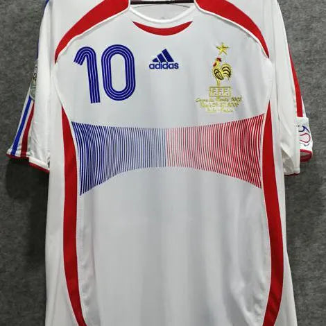 2006 France Away White Retro Long Sleeve Soccer Jersey Detail 2
