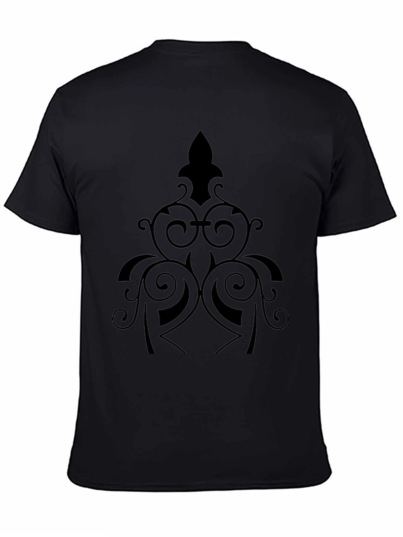 Elegant Black T-Shirt with Ornamental Design
