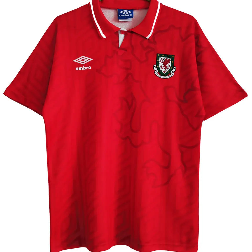 1992/94 Wales Home Red Retro Soccer Jersey Front