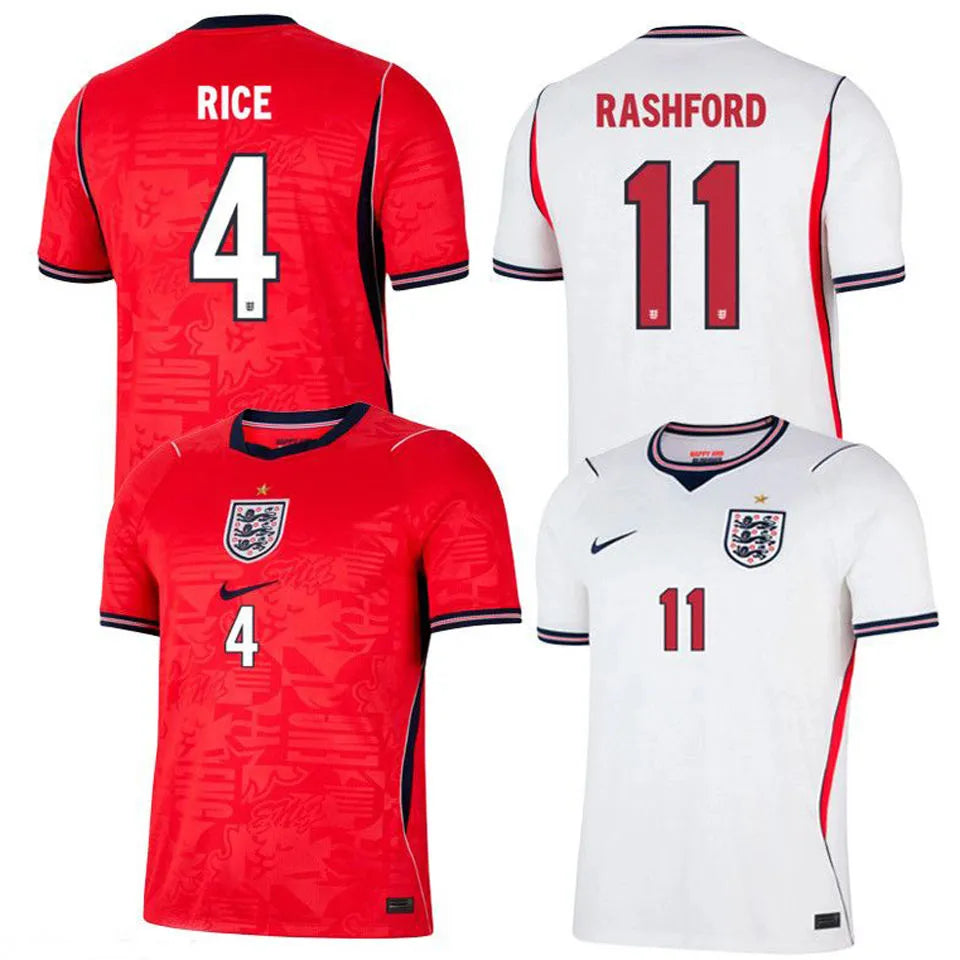 2026/27 England Away Red Player Version Long Sleeve Soccer Jersey Detail 2