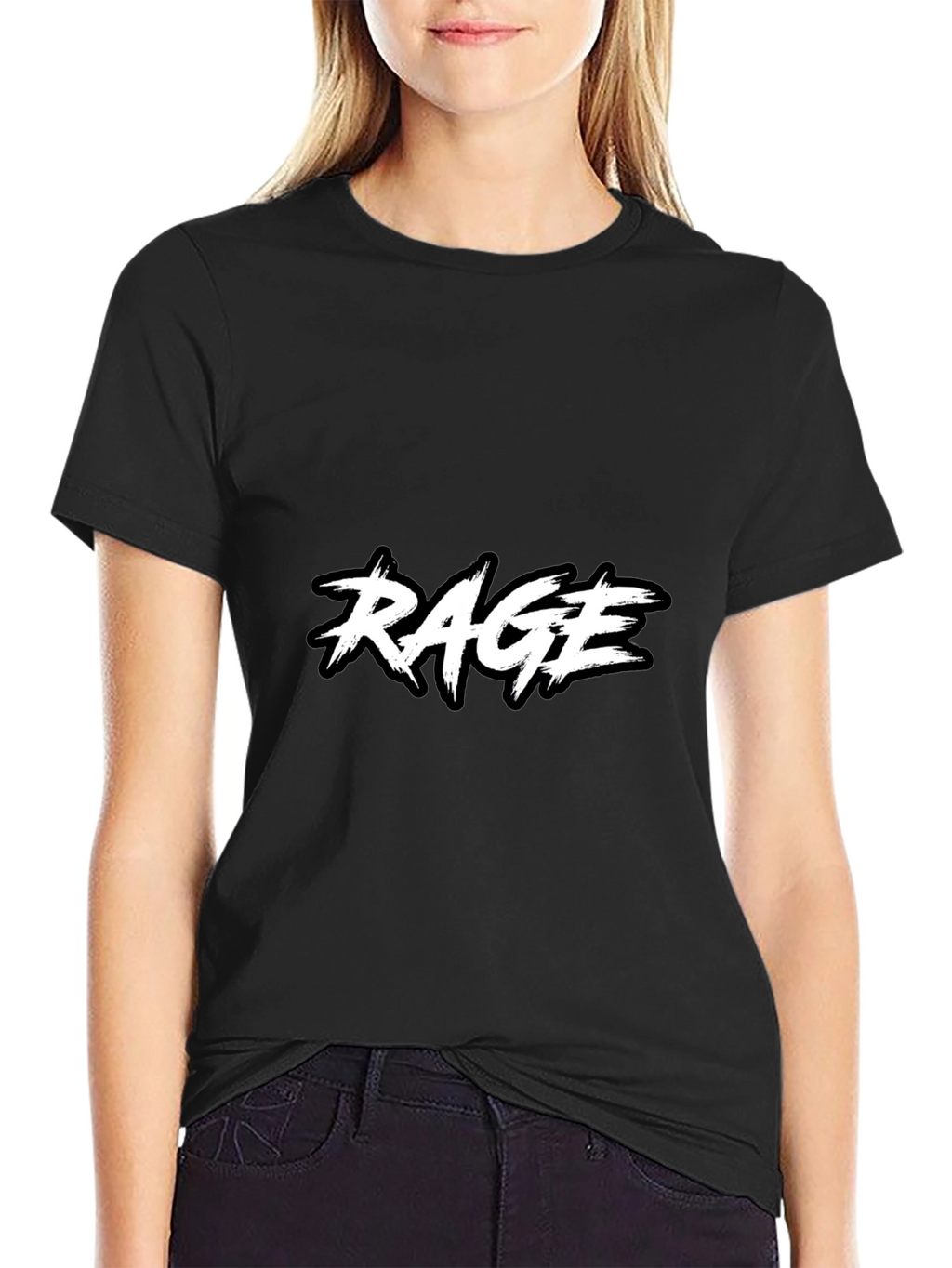 RAGE Black Graphic Tee - Modern Design T-Shirt