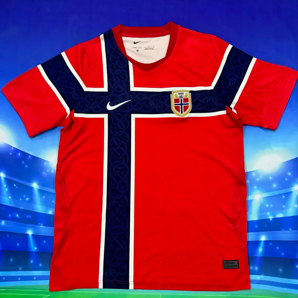 2026/27 Norway Home Red Fans Soccer Jersey (Have Right Patch 有右臂章 白底黑字） Back
