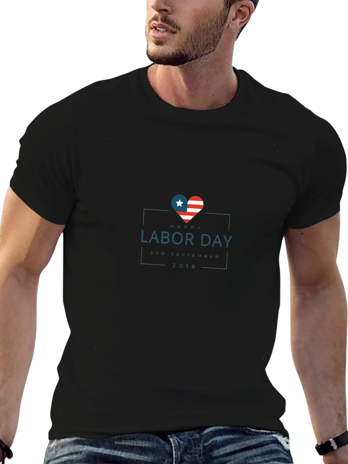 Labor Day Heart Flag Graphic T-Shirt