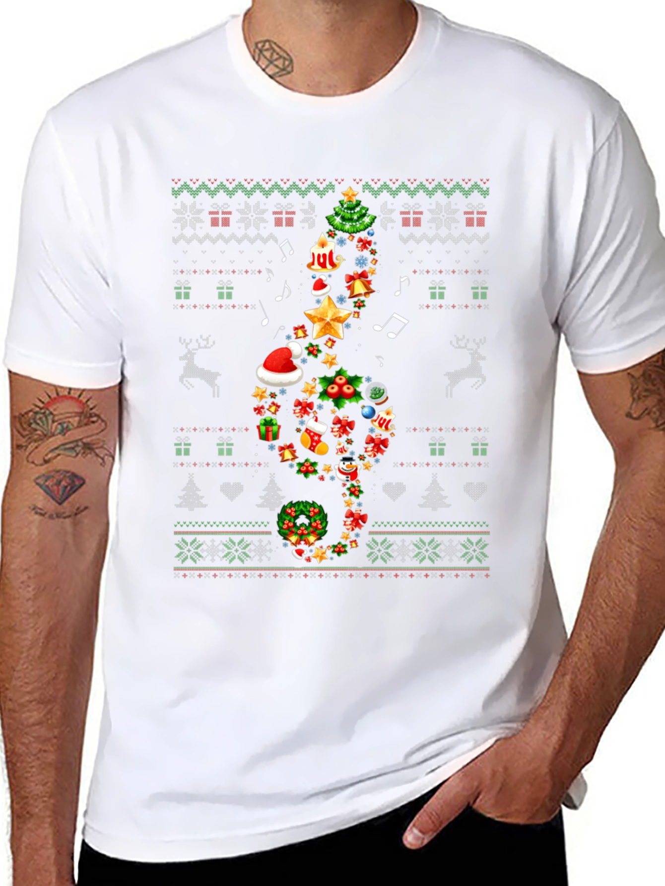 Christmas Music Treble Clef T-Shirt