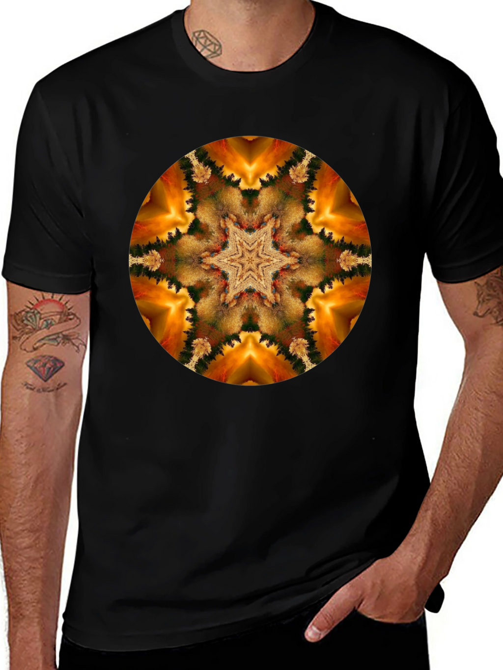 Kaleidoscope Starburst Black T-Shirt