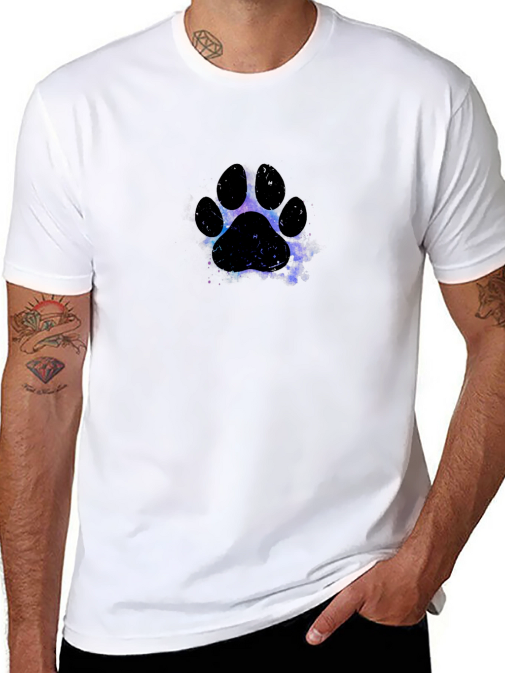 Galaxy Paw Print Black T-Shirt