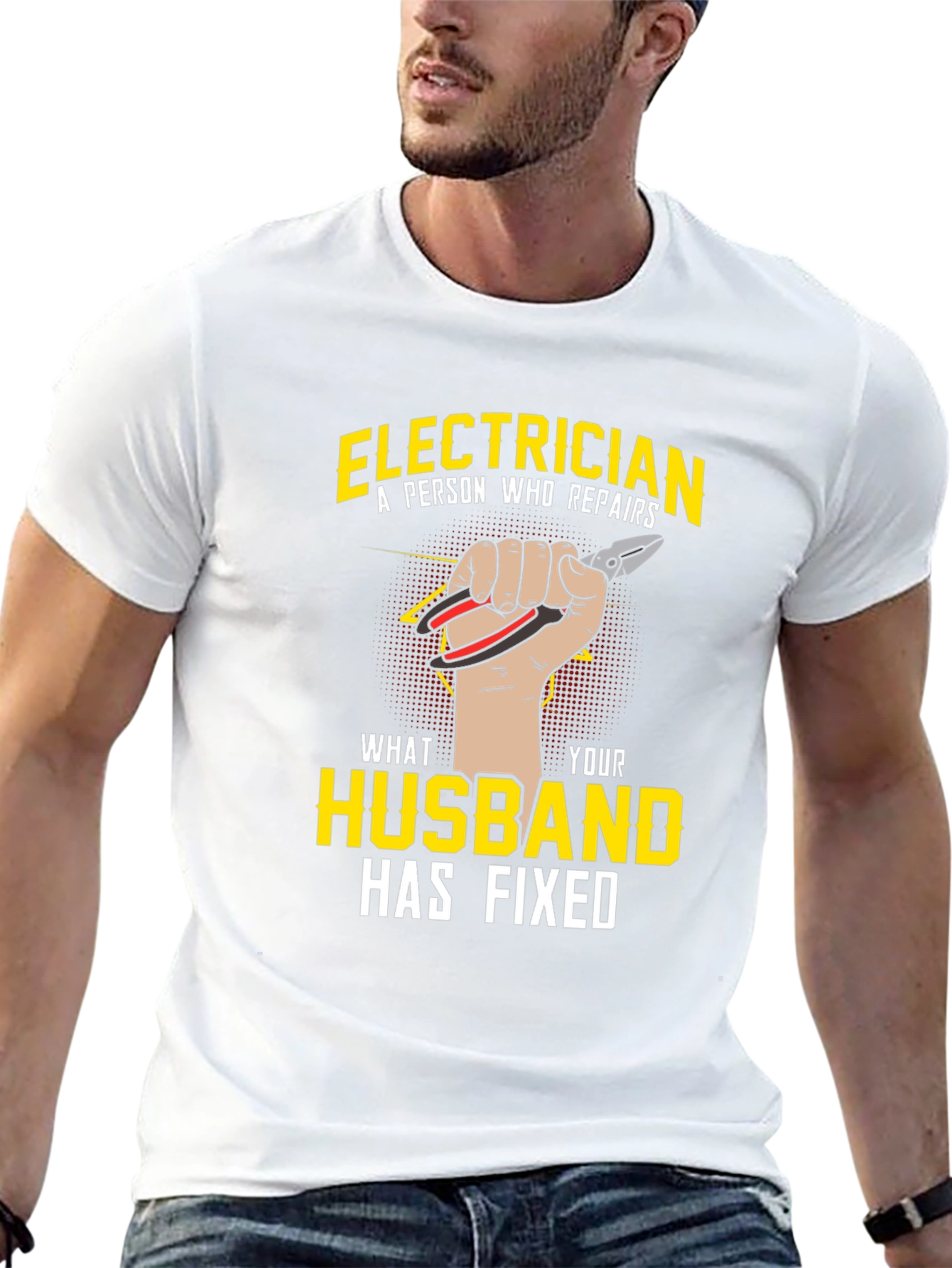 Electrician Husband Funny Graphic T-Shirt