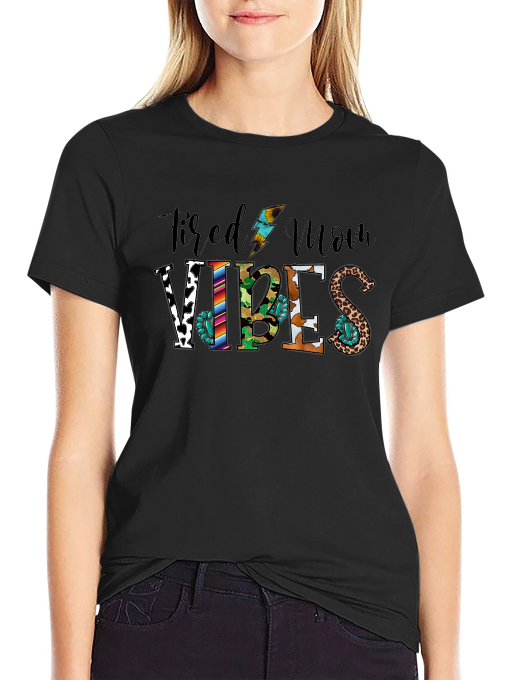 Tired Mom Vibes Graphic Tee - Black Unisex T-Shirt