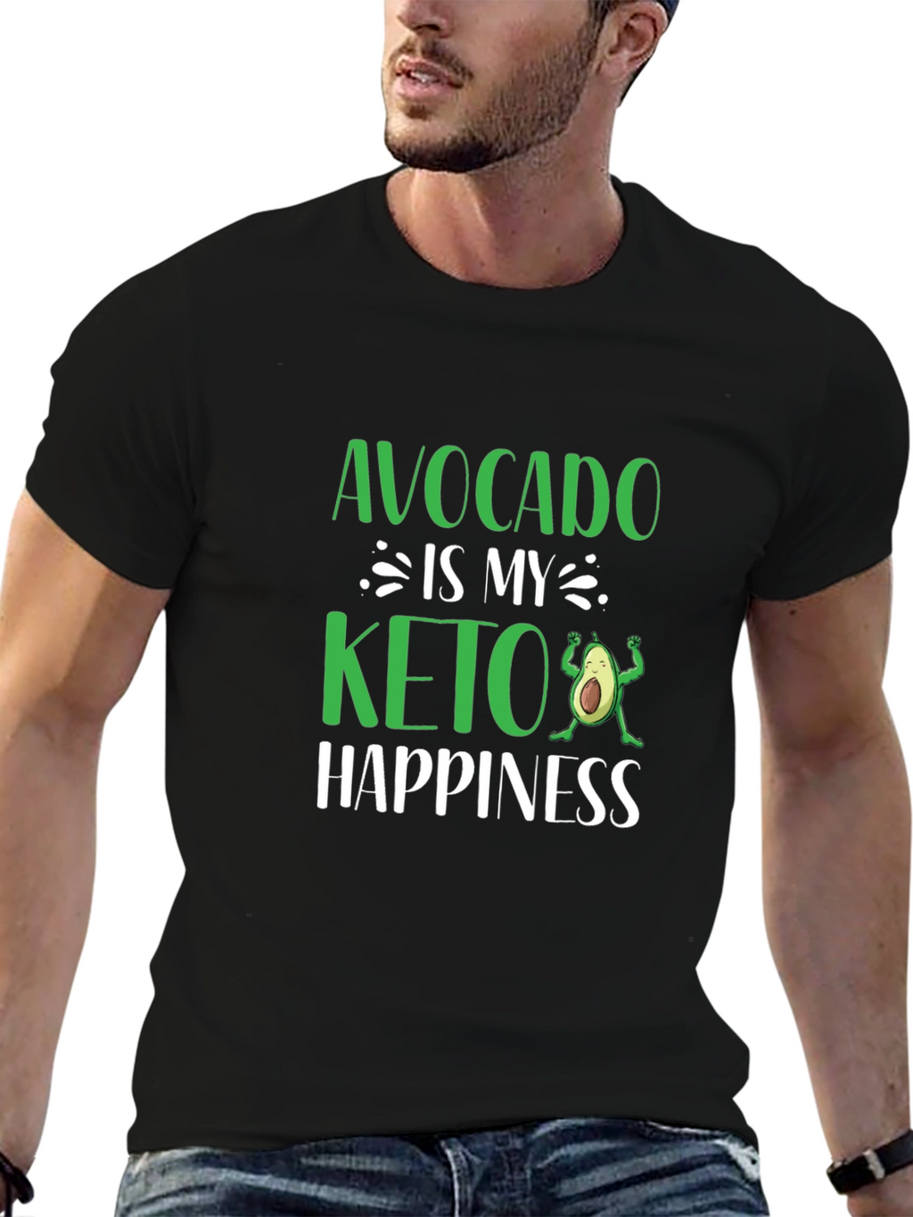 Avocado is My Keto Happiness Black T-Shirt