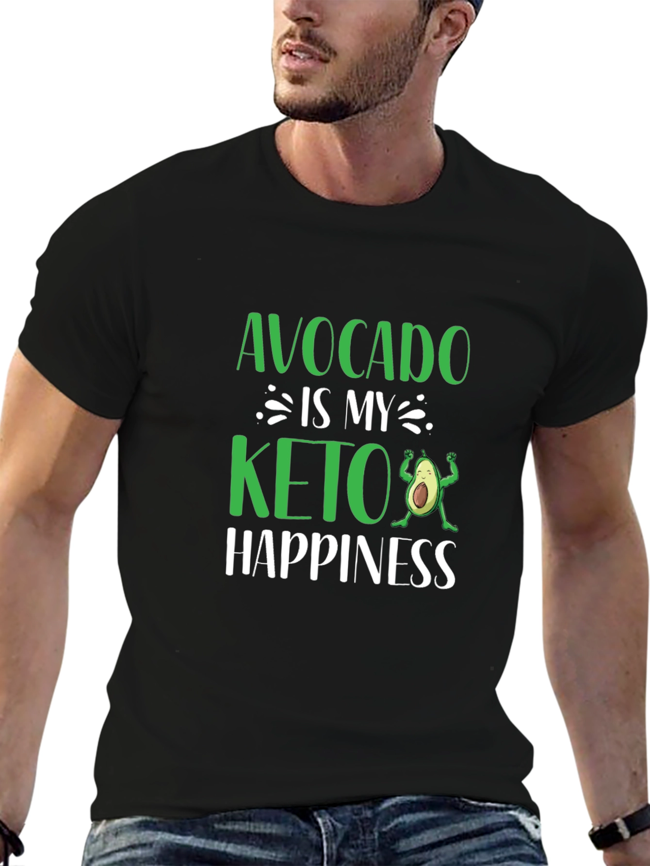 Avocado is My Keto Happiness Black T-Shirt