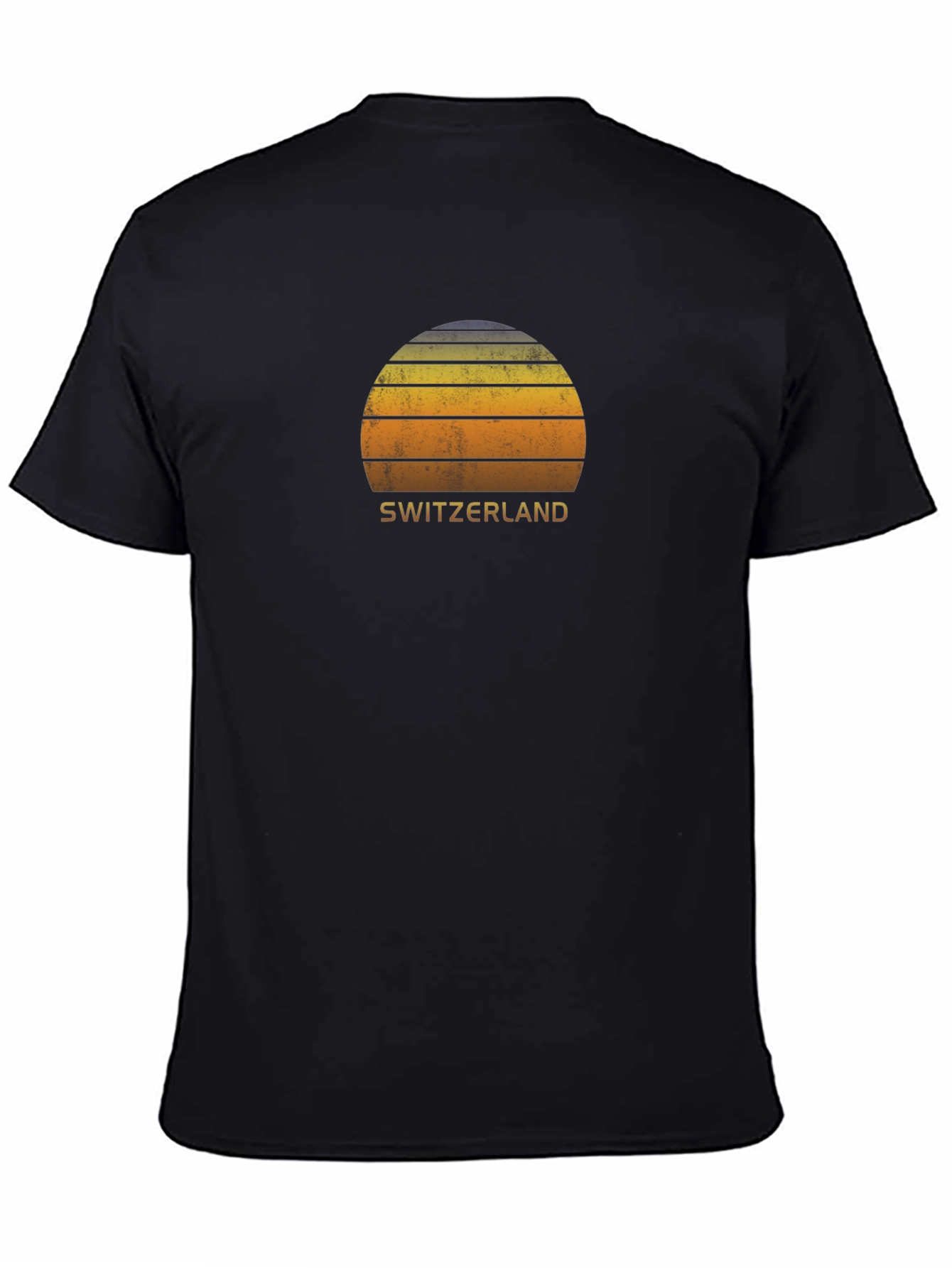 Switzerland Sunset Graphic Tee - Retro Style Black T-Shirt