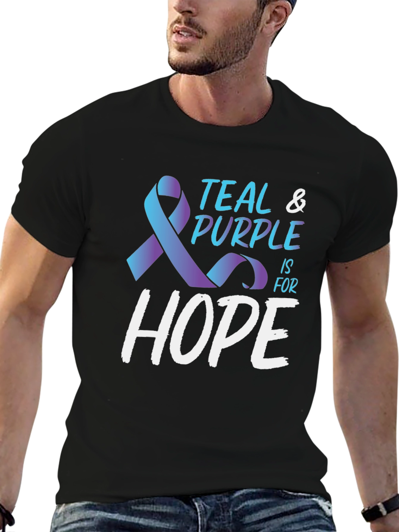 Teal & Purple Hope Ribbon Awareness T-Shirt