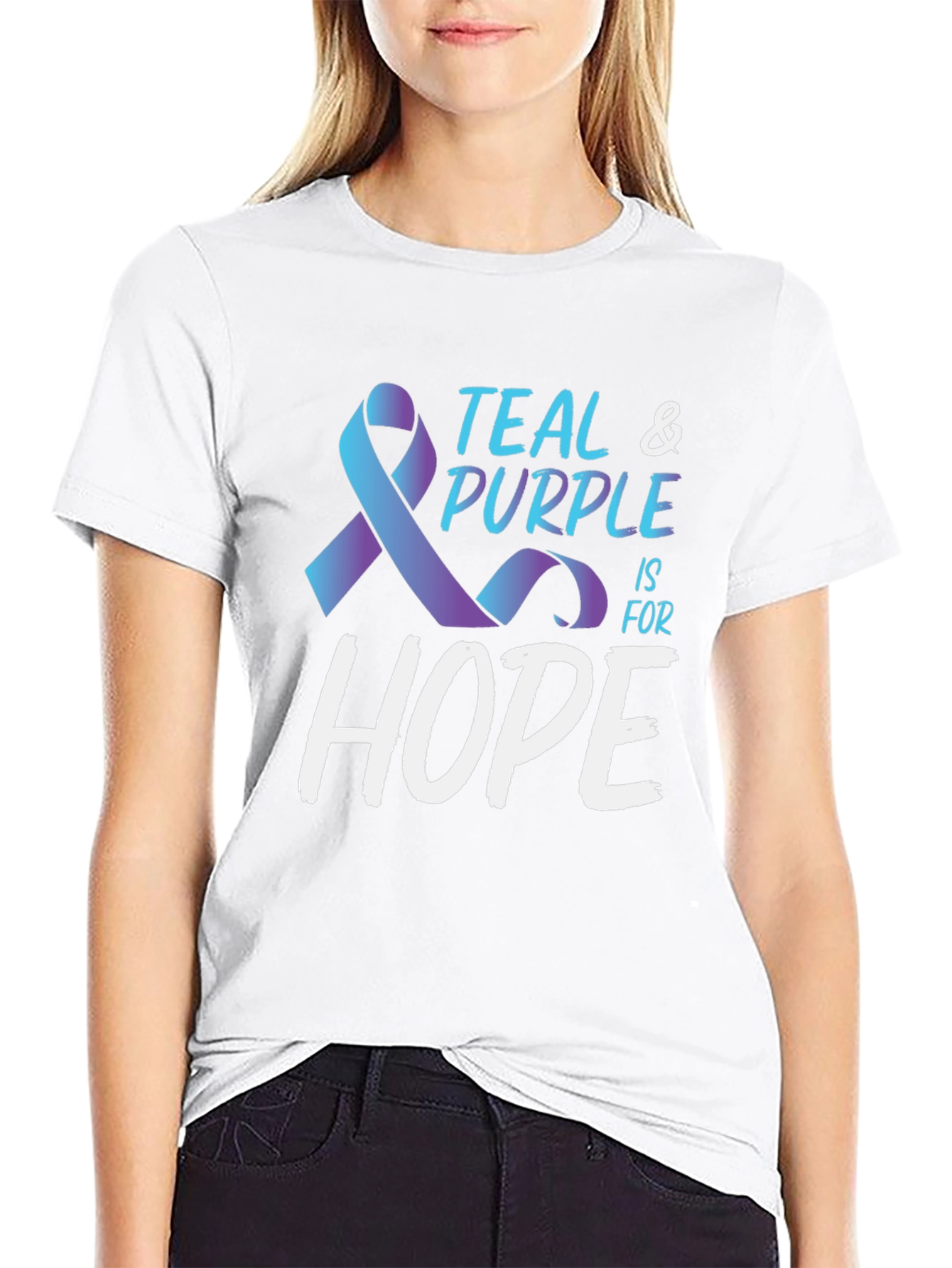 Teal & Purple Hope Ribbon Awareness T-Shirt