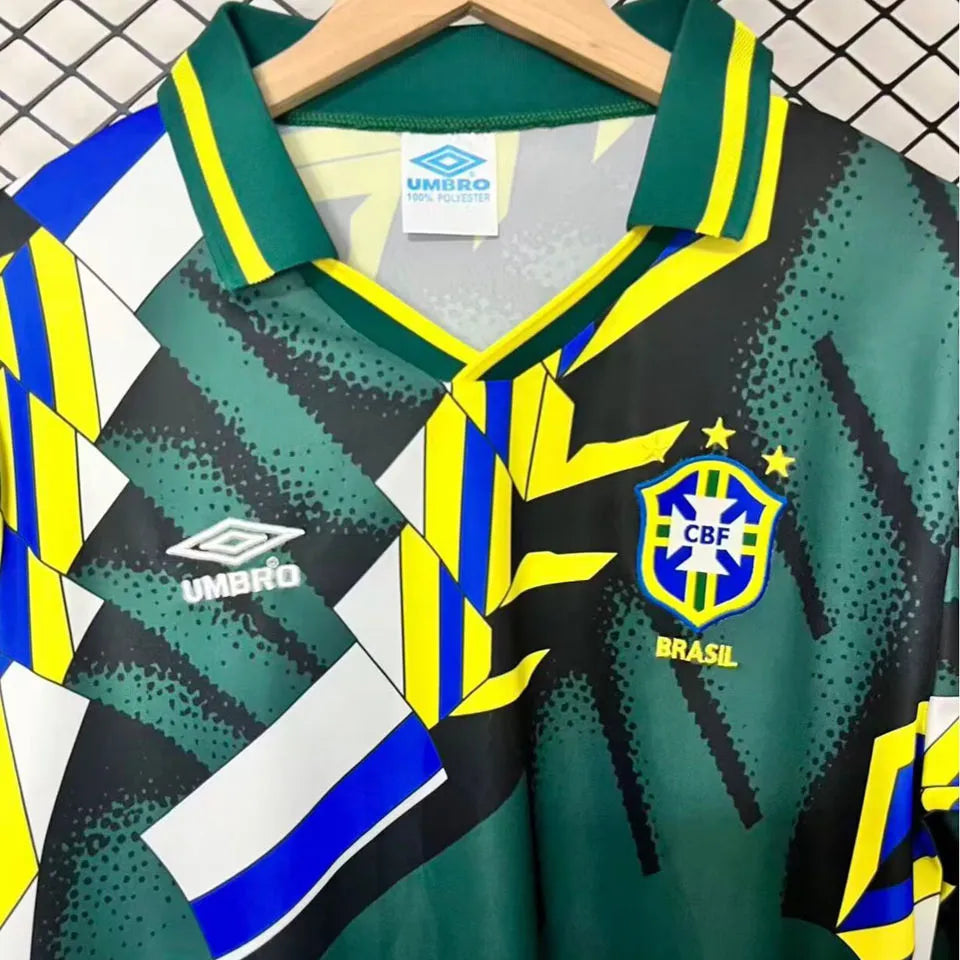 1994 Brazil Green GK Retro Long Sleeve Soccer Jersey Detail 1