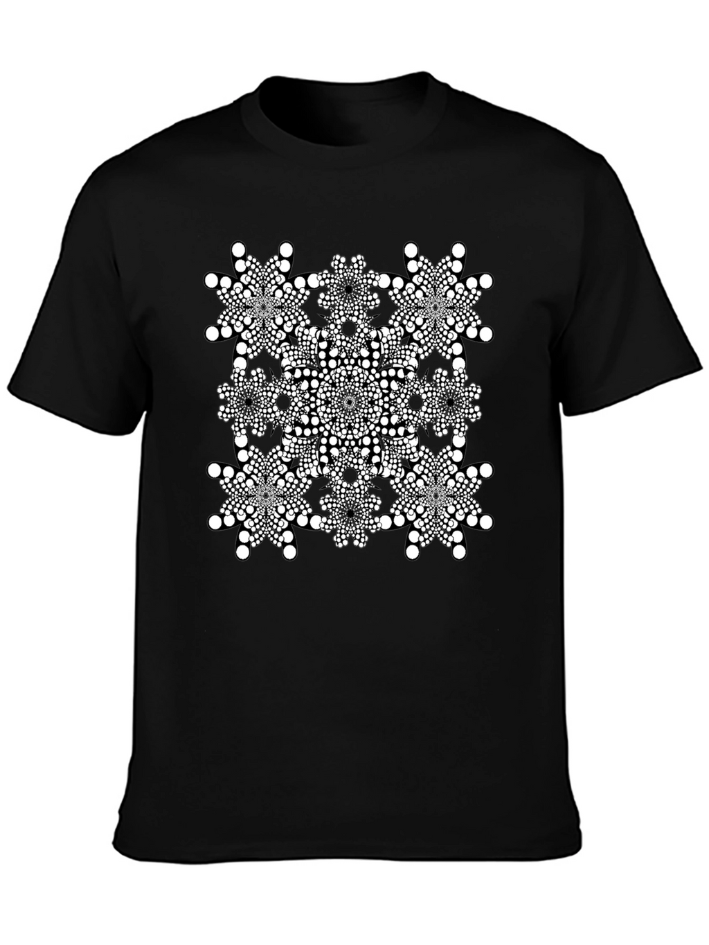 Geometric Dot Mandala Graphic Tee - Black