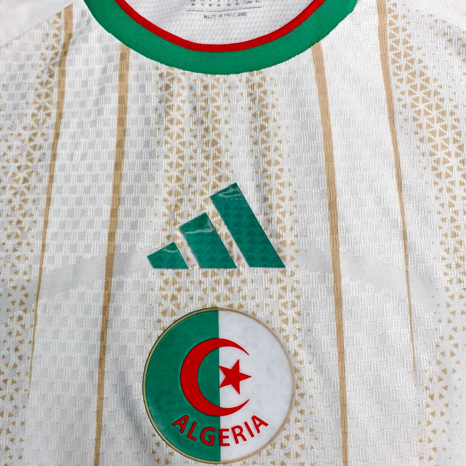 2026/27 Algeria Home White Player Version Long Sleeve Soccer Jersey Detail 1