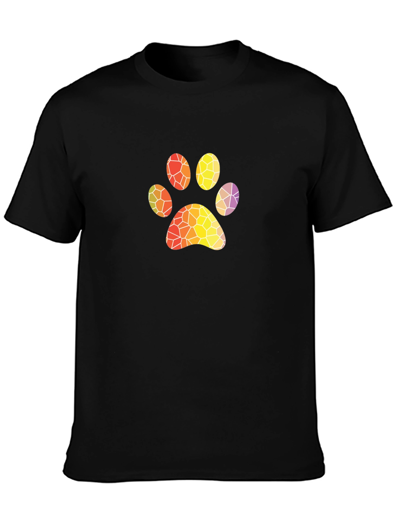 Abstract Paw Print Black T-Shirt