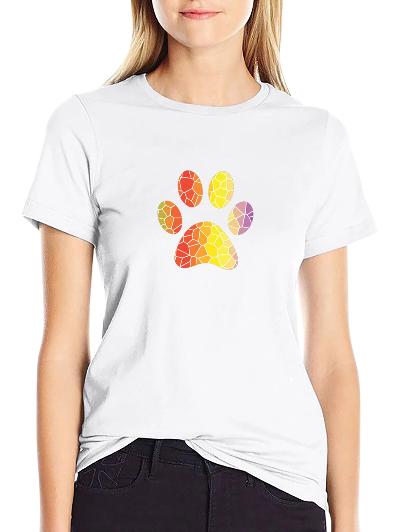 Abstract Paw Print Black T-Shirt