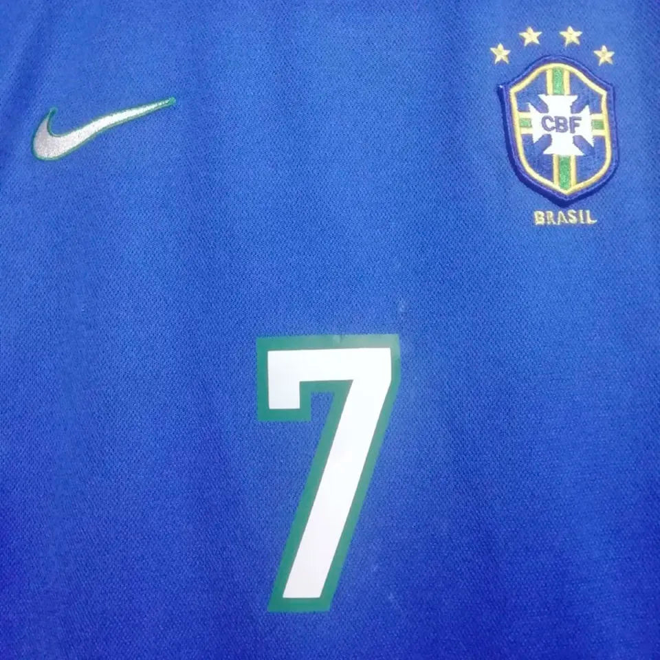 1998 Brazil Away Blue Retro Player Version Soccer Jersey 球员版 Detail 4