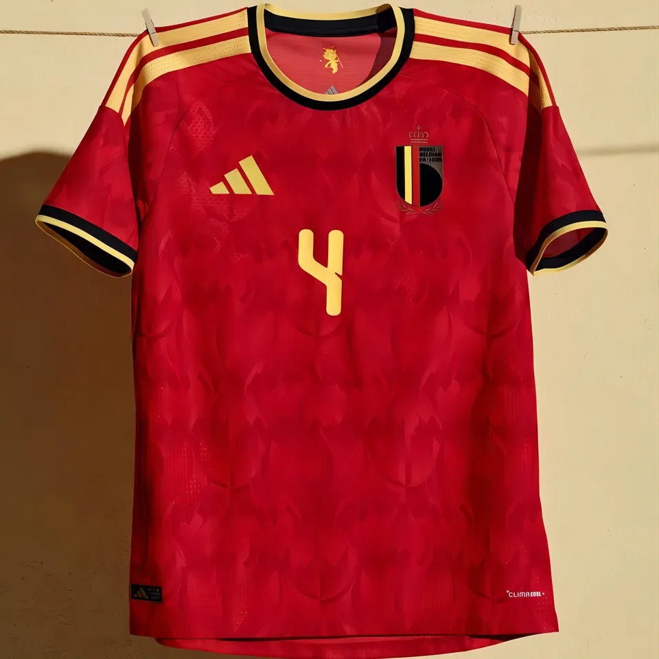 2026/27 Belgium 1:1 Quality Home Red Fans Soccer Jersey Detail 4