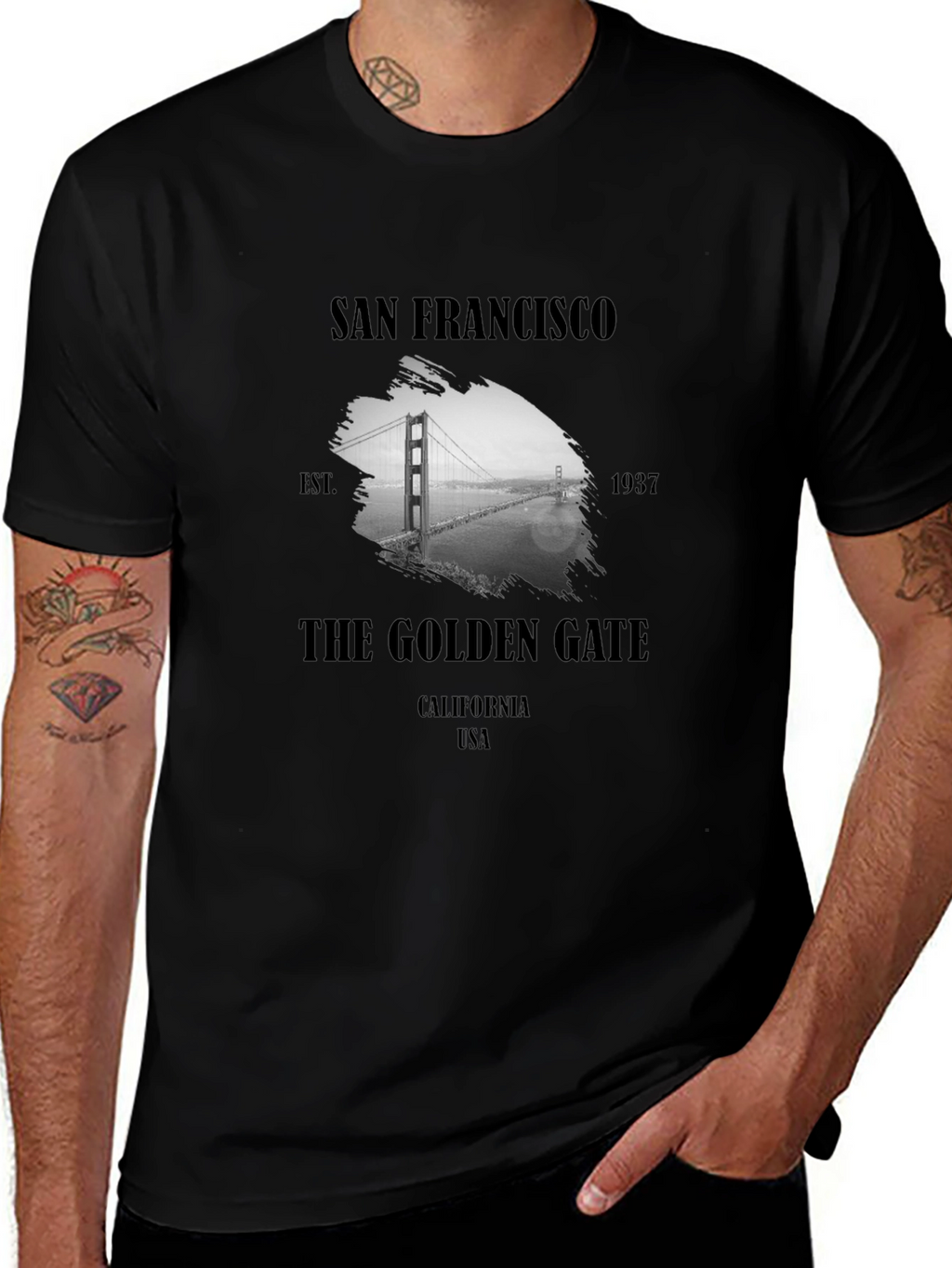 San Francisco Golden Gate Bridge Black Graphic Tee