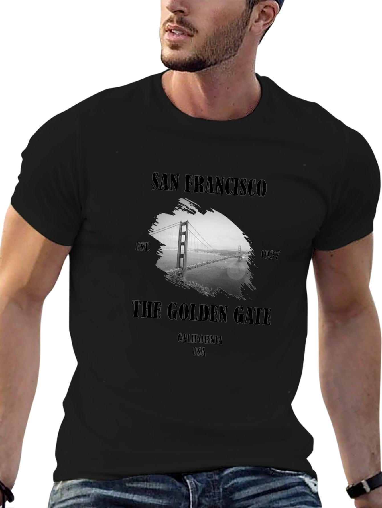 San Francisco Golden Gate Bridge Black Graphic Tee