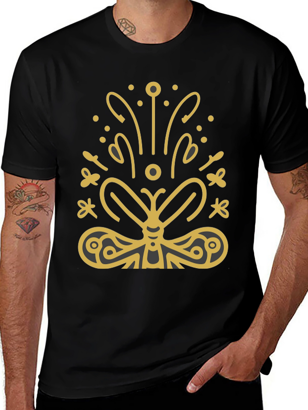 Butterfly Graphic Tee - Stylish Black T-Shirt