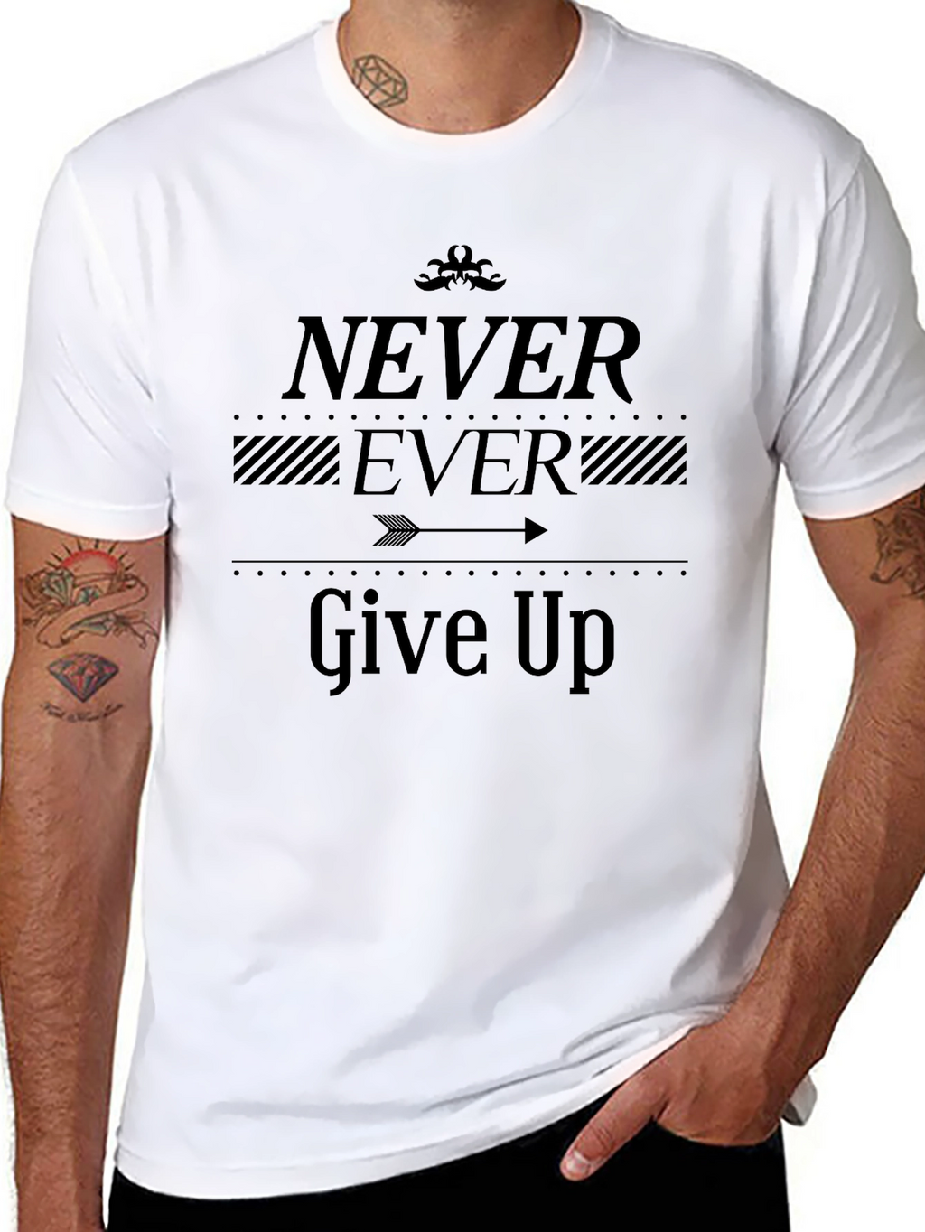 Never Ever Give Up T-Shirt - Motivational Graphic Tee