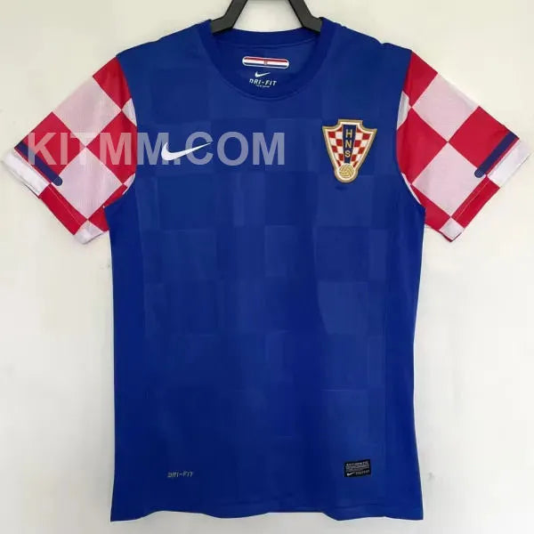 2010 Croatia Away Royal Blue Retro Soccer Jersey Detail 1