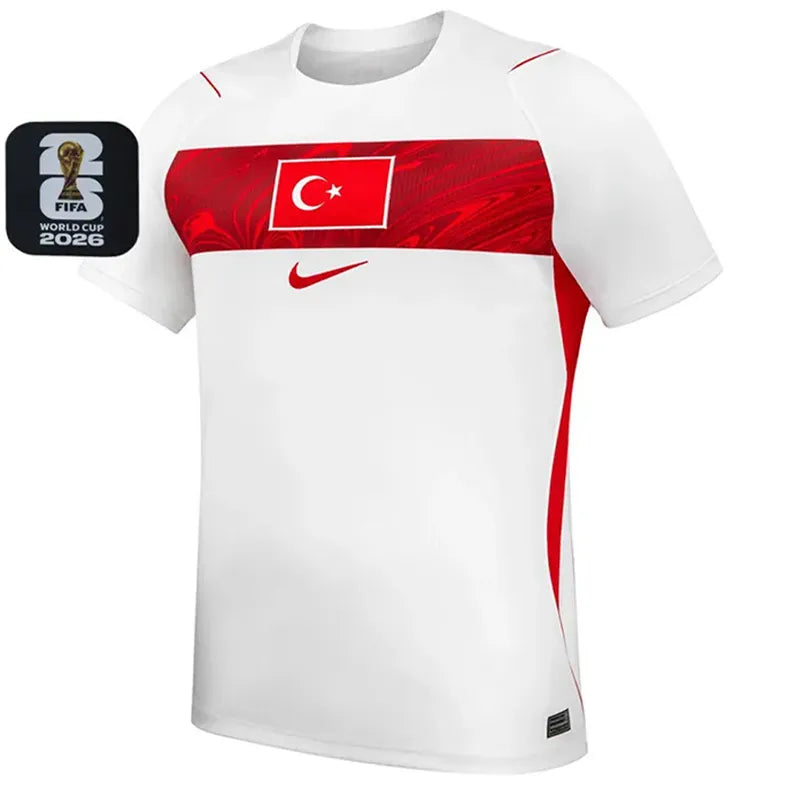 2025/26 Romania Away Red Fans Soccer Jersey Detail 4
