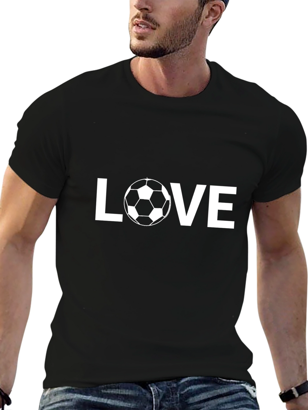 Love Soccer Graphic T-Shirt - Black Casual Tee