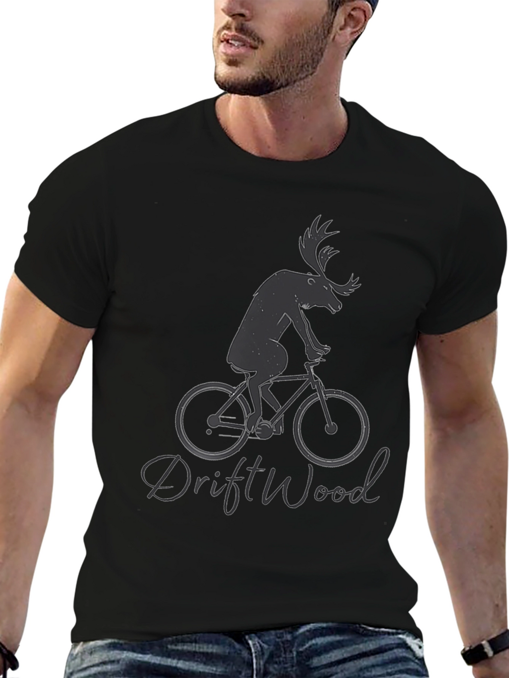 Moose on Bike Graphic Tee - Driftwood Design