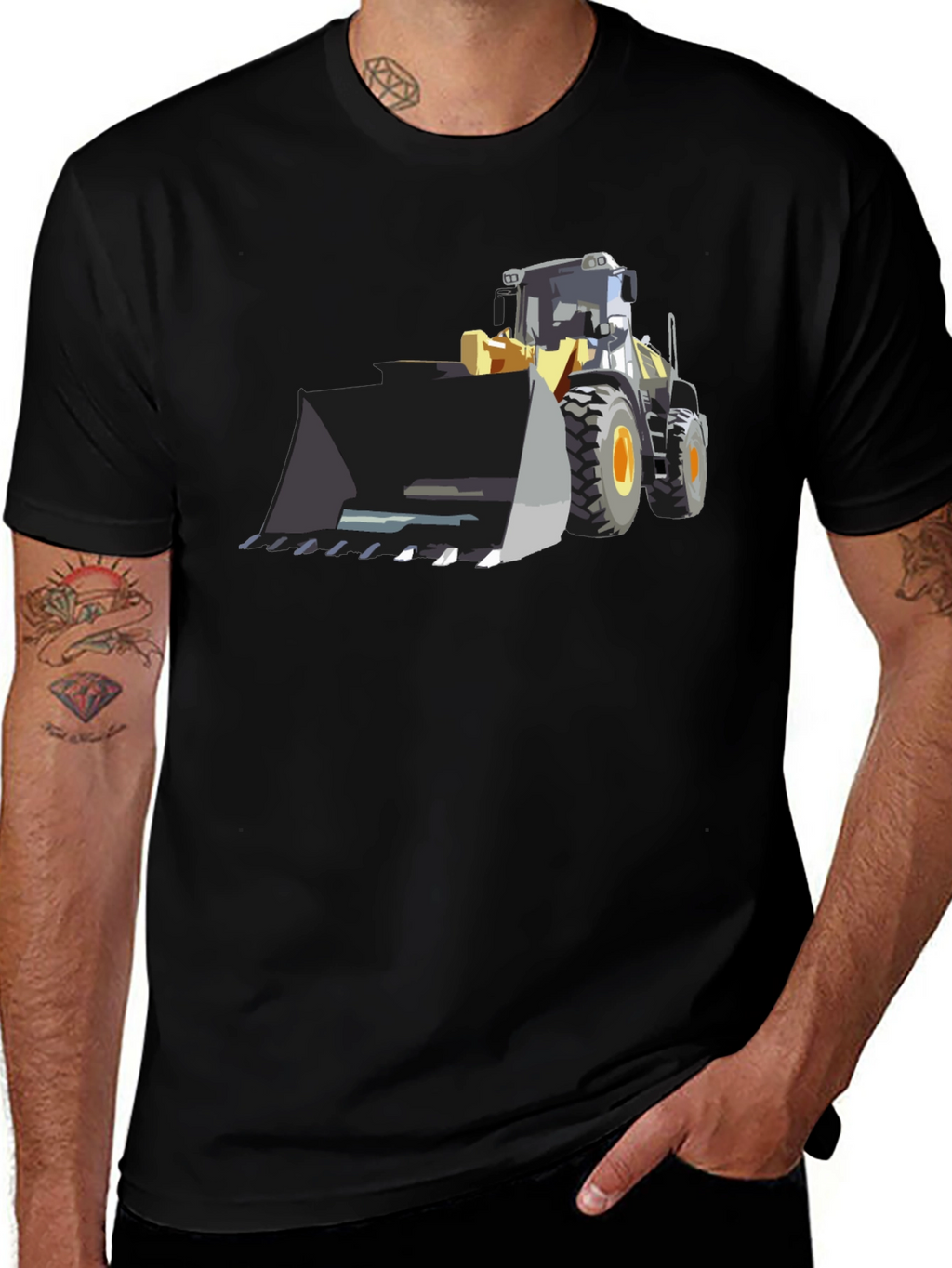 Bulldozer Graphic Tee - Black Cotton T-Shirt