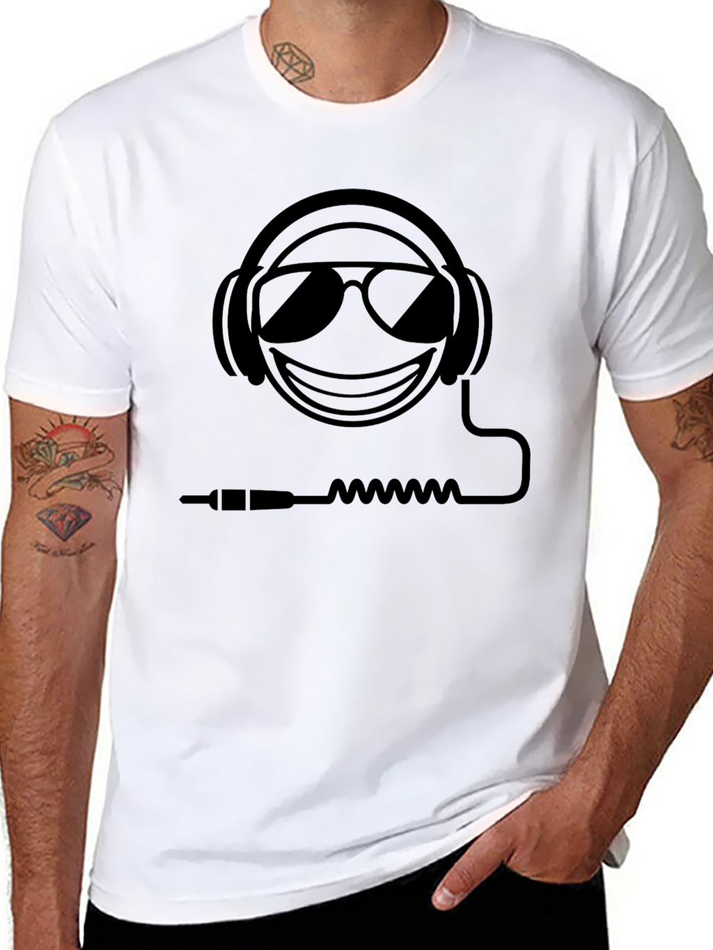 Cool Emoji Headphones T-Shirt - Black Graphic Tee