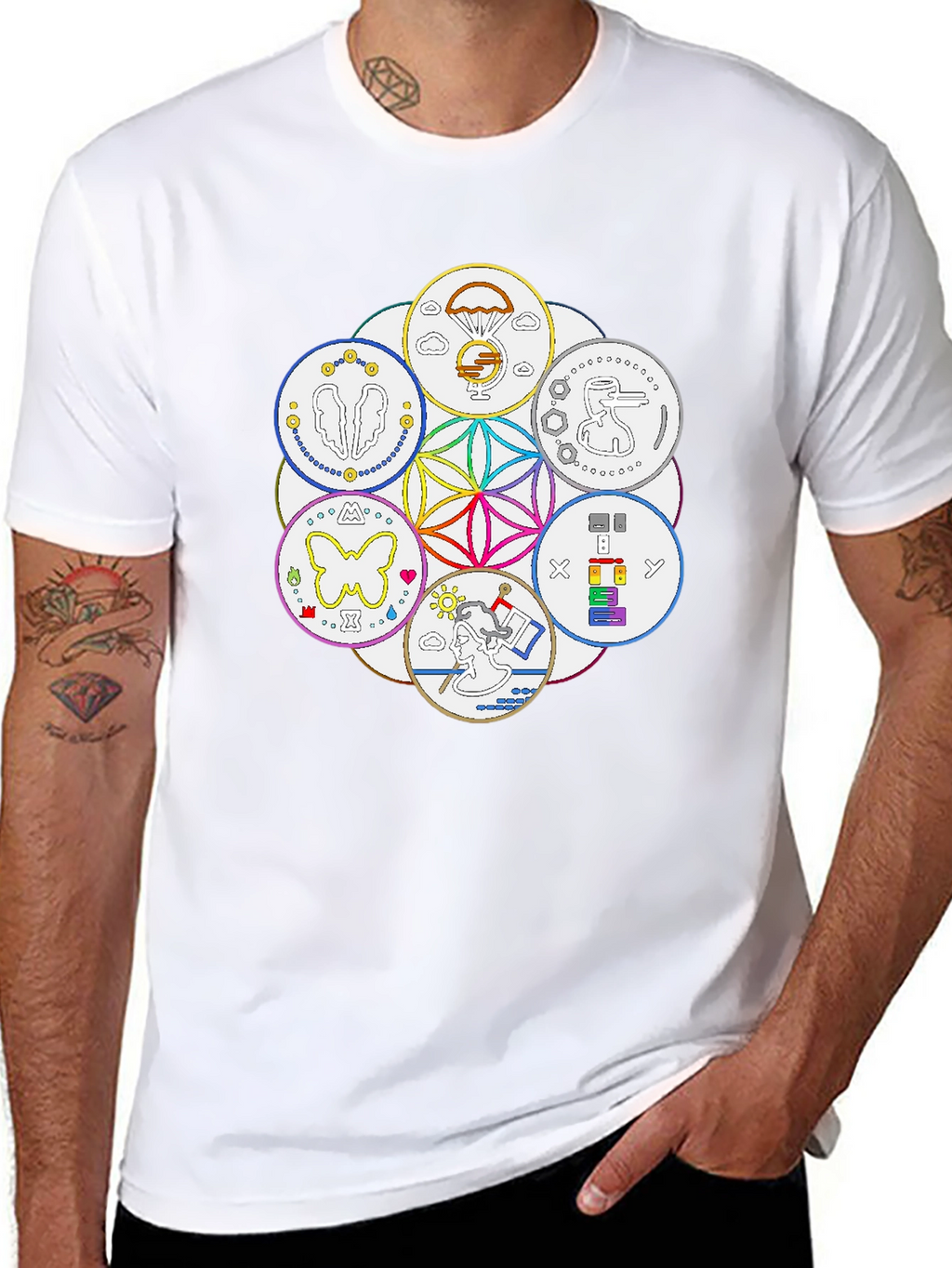 Unique Symbol Circle Graphic Tee - Black