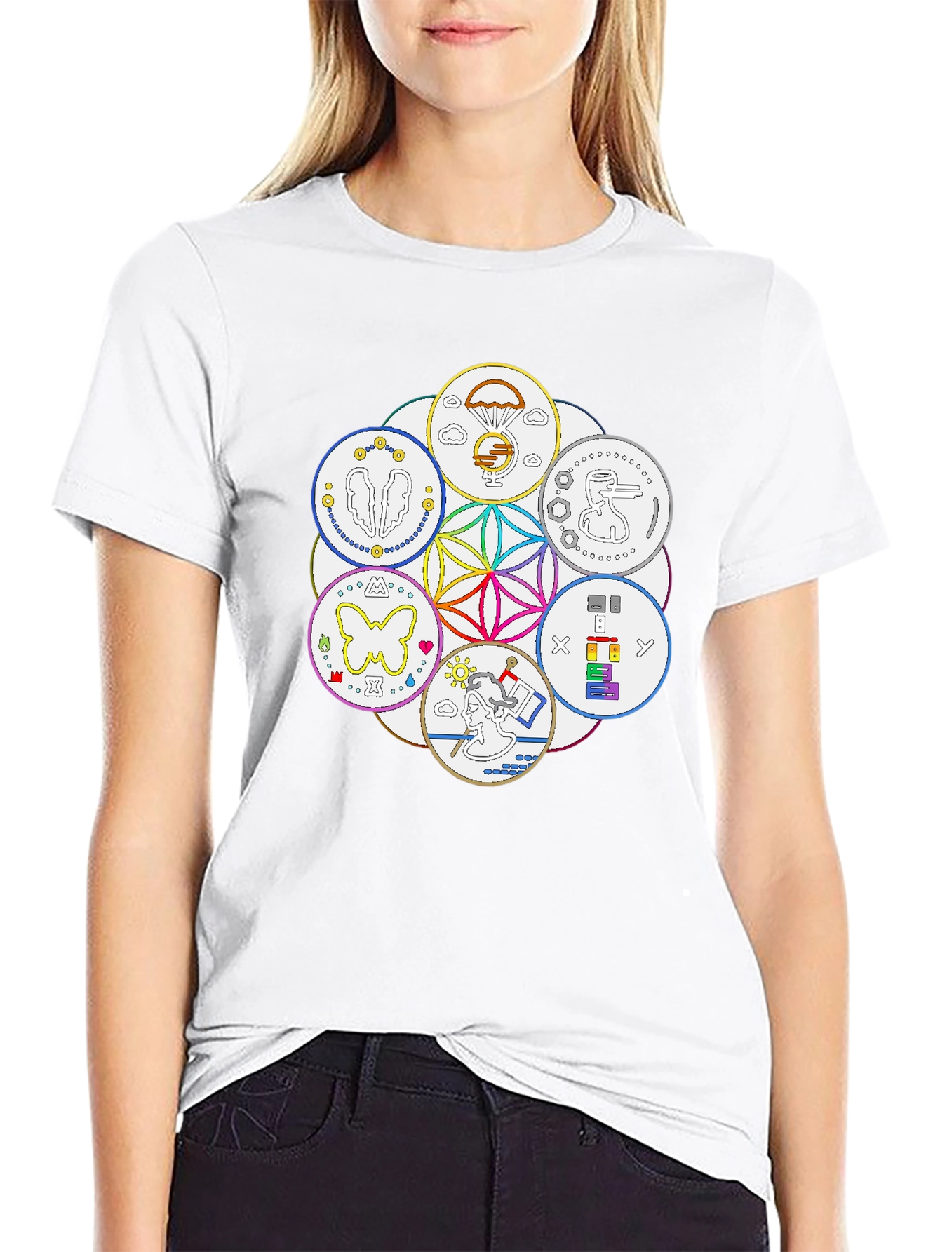 Unique Symbol Circle Graphic Tee - Black