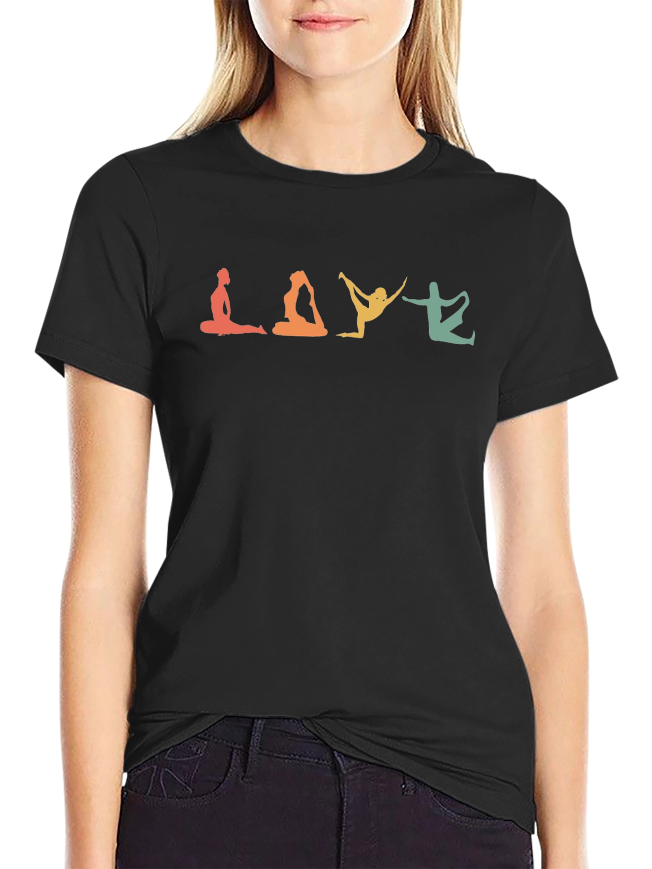 Yoga Poses Tee -  Relaxed Fit Black T-Shirt