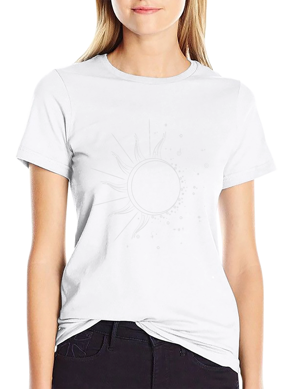 Celestial Sun Graphic Tee - Black Cotton T-Shirt