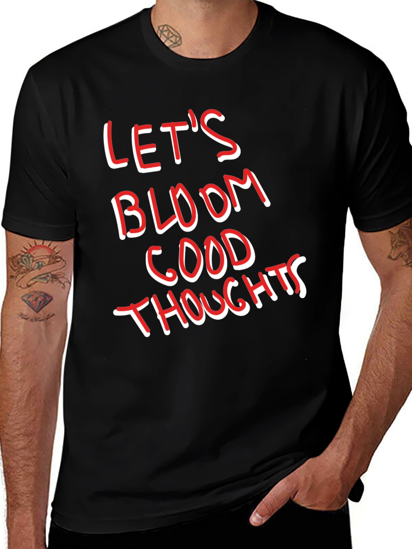 Lets Bloom Good Thoughts Graphic Tee - Black