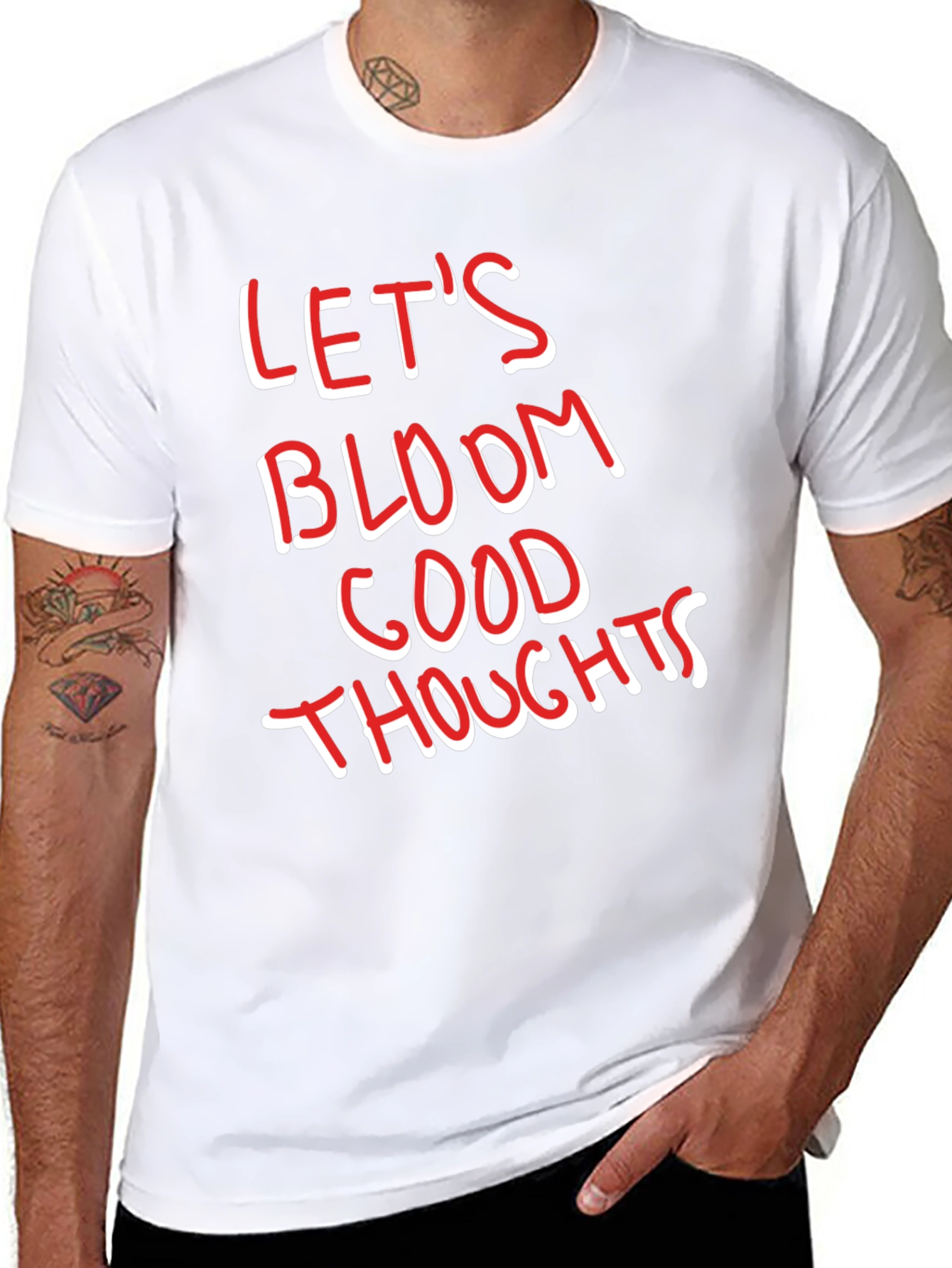 Lets Bloom Good Thoughts Graphic Tee - Black