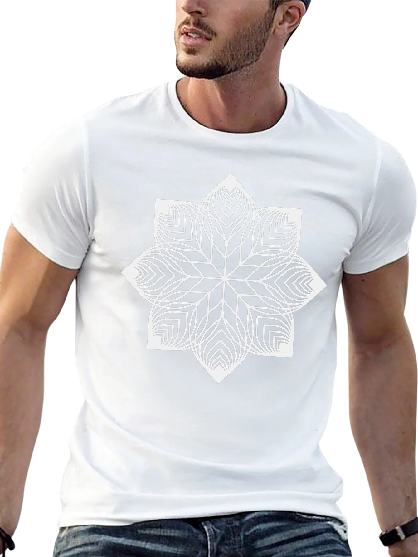 Geometric Mandala Graphic Tee - Modern Black T-Shirt