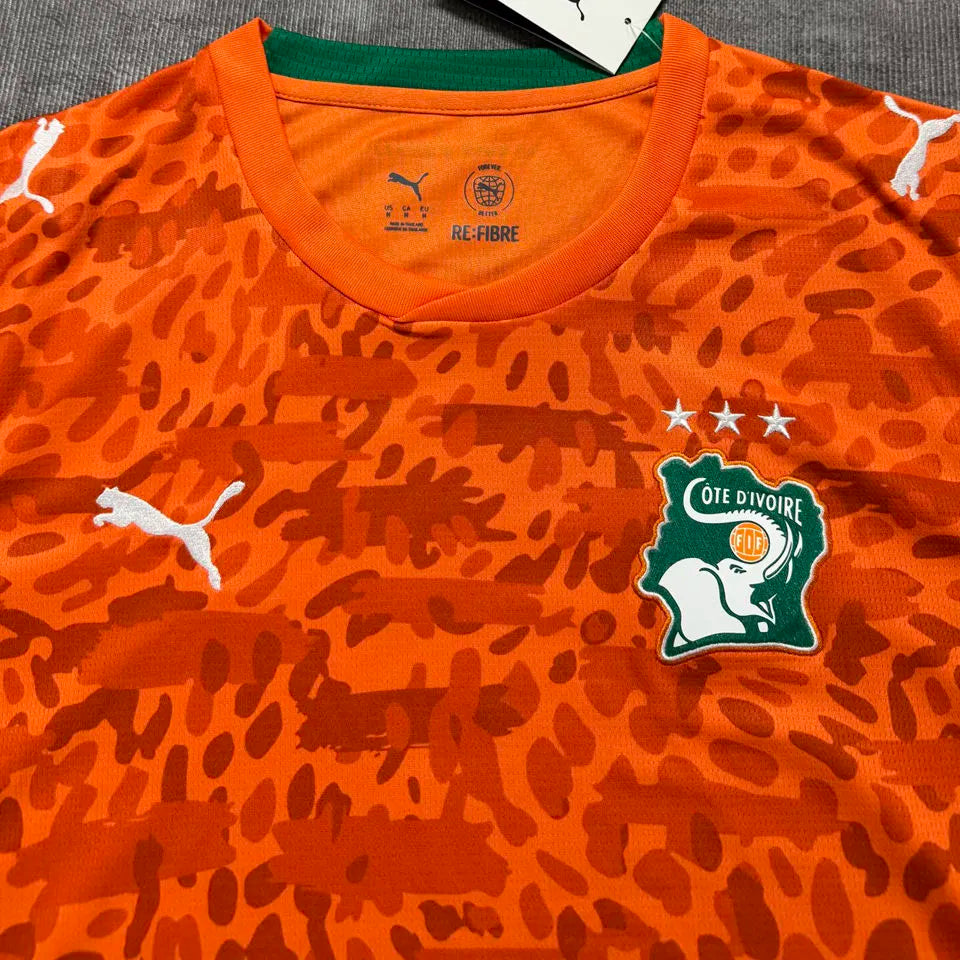 2026/27 Ivory Coast Home Orange Fans Soccer Jersey Detail 1