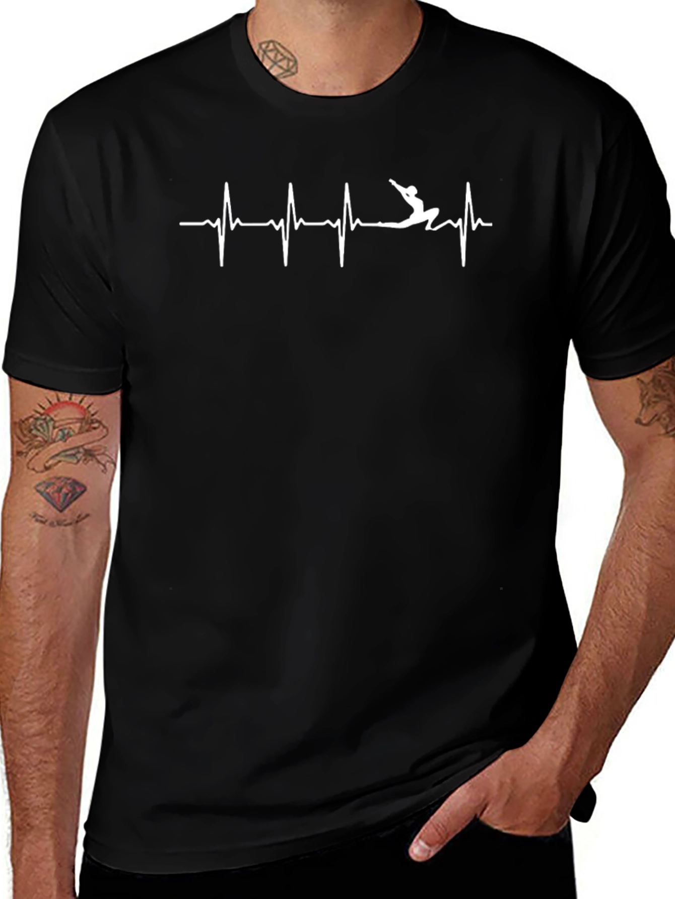 Yoga Heartbeat T-Shirt - Black Cotton Tee