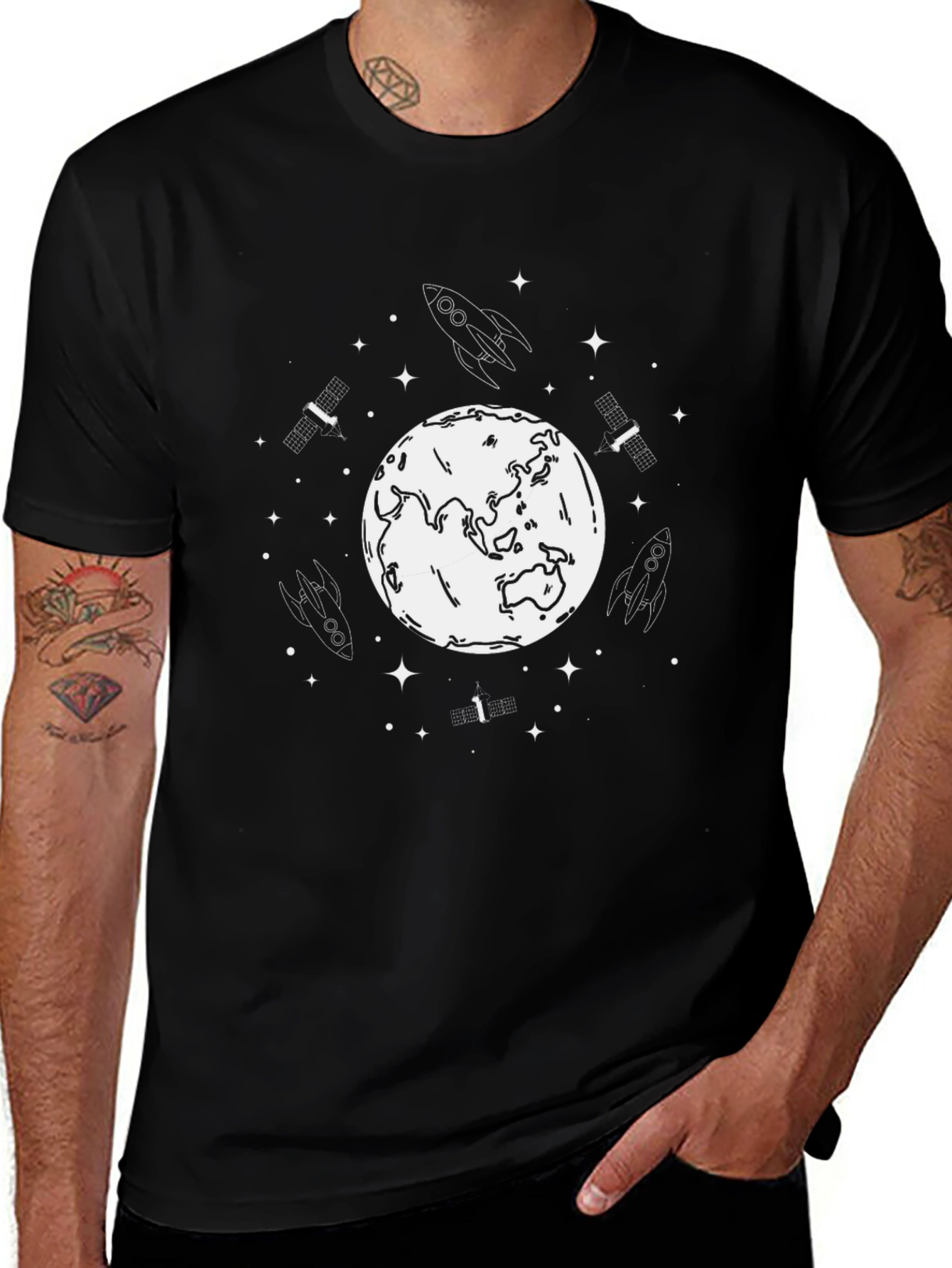 Space Theme Black T-Shirt