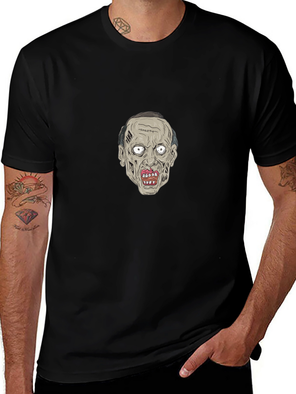 Zombie Face Graphic Black Tee