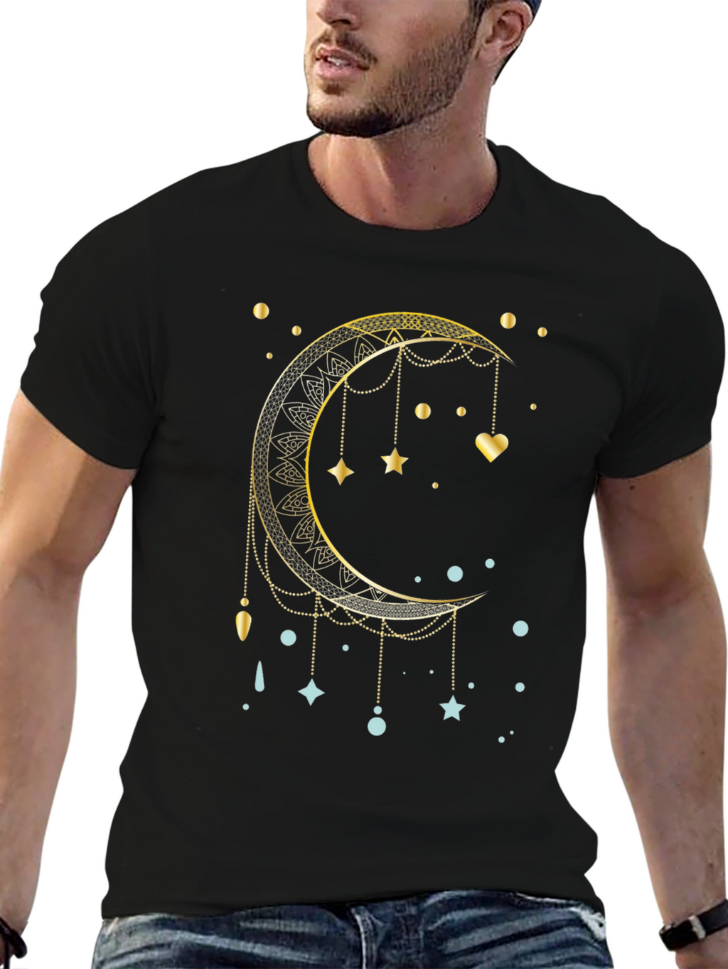Celestial Crescent Moon Graphic T-Shirt