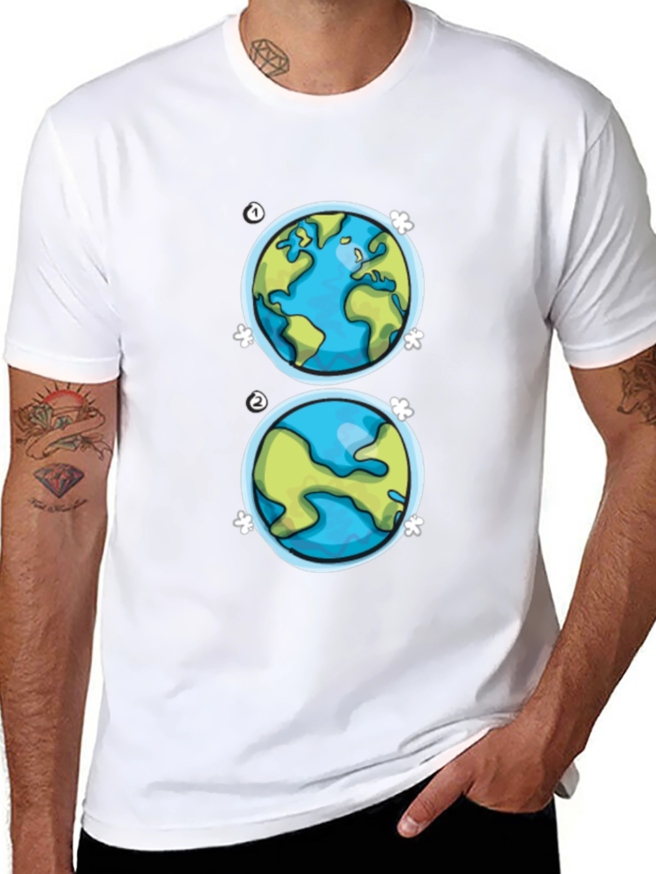 Earth Day T-Shirt - Two Globe Design
